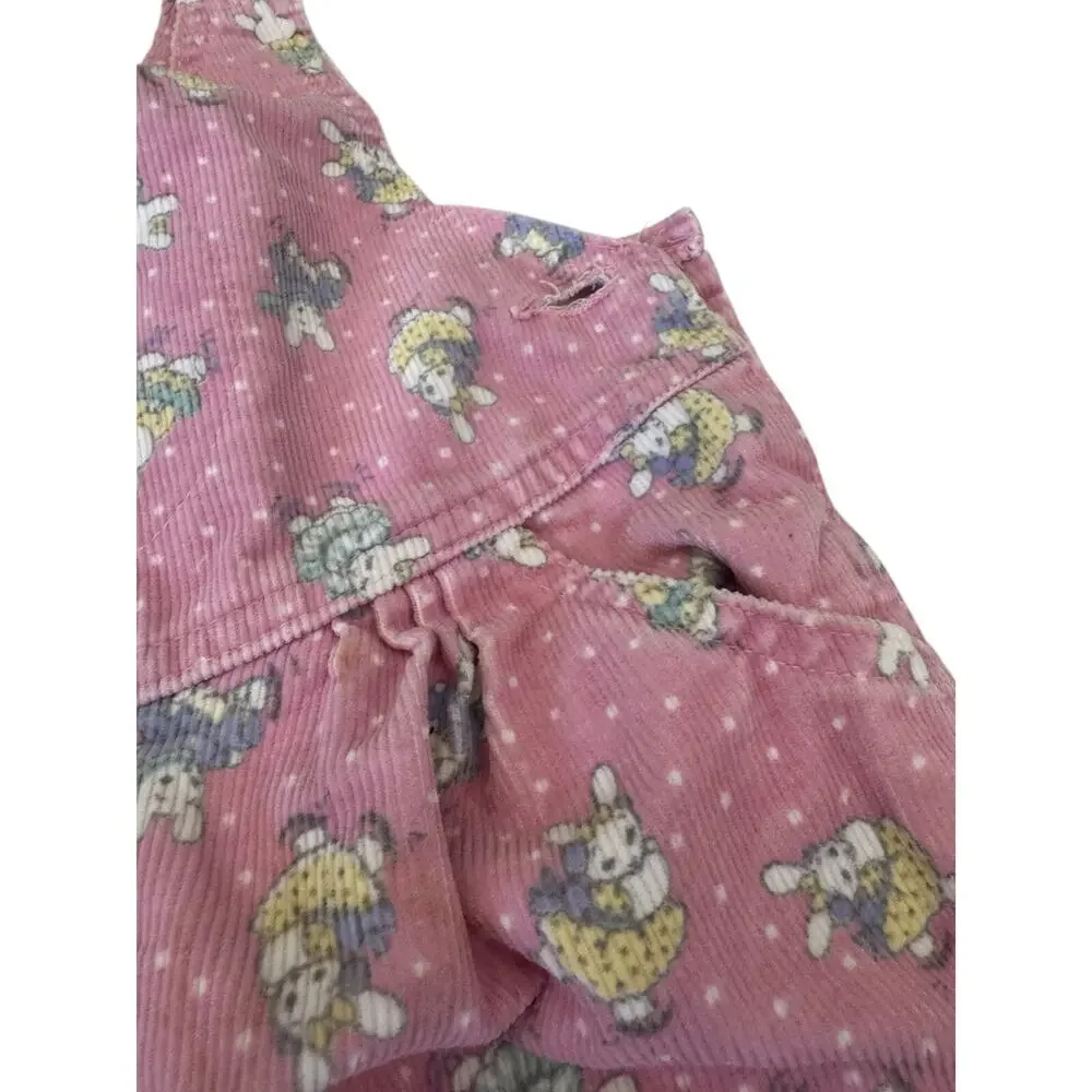 Vintage 90s OshKosh B'gosh Pink Bunny Corduroy Overalls size 2T Made USA